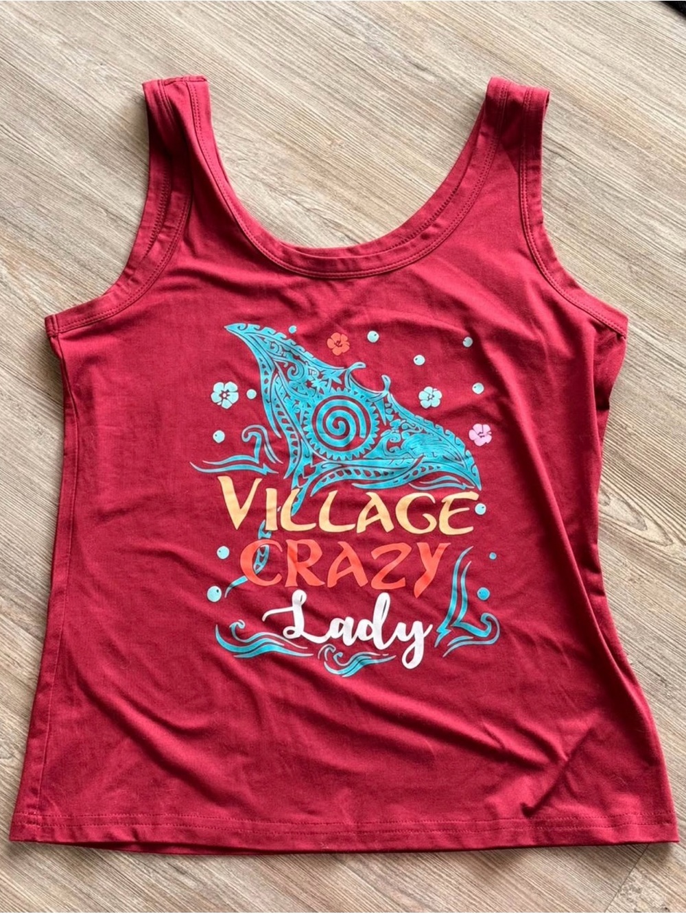 Women’s Moana themed tank- "Village Crazy Lady"